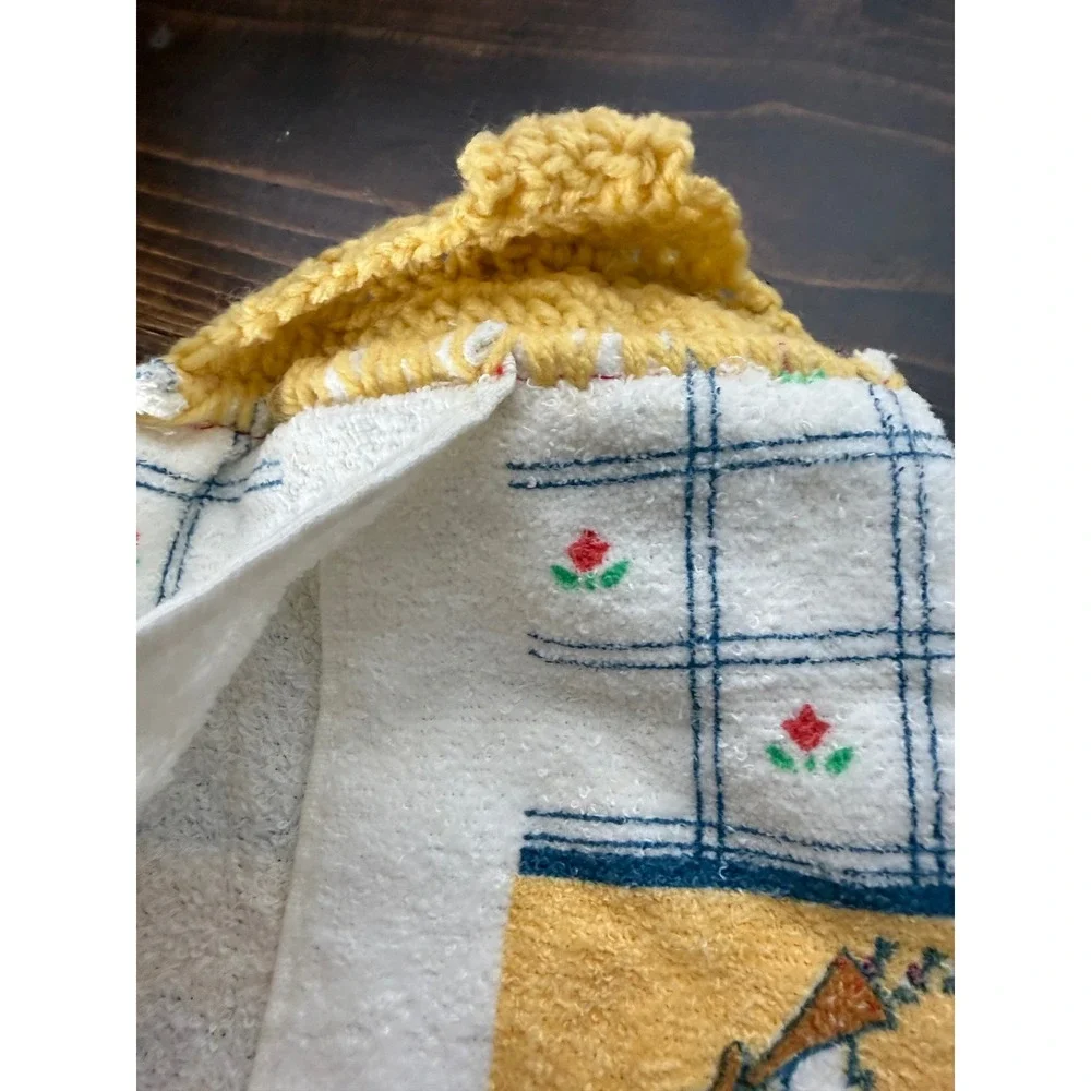 Vintage Musical Geese Hanging Kitchen Towels Set of 2 Crocheted Top Made in USA